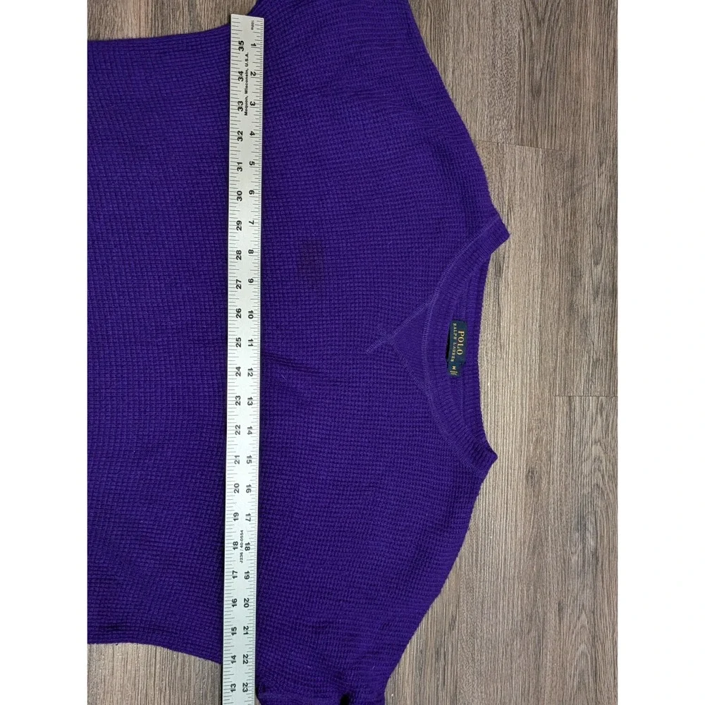 Polo Ralph Lauren Purple 100% Cashmere Waffle Knit Thermal‎ Sweater Medium READ